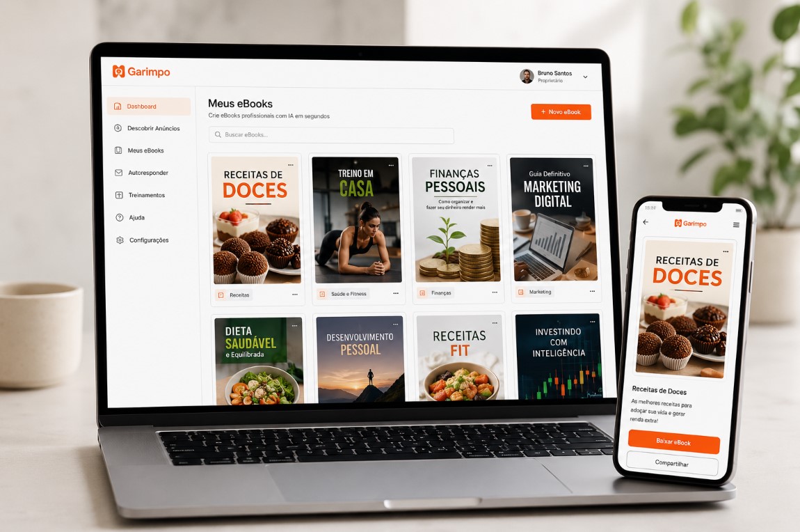 O robô Garimpo recriando um ebook profissional a partir de uma oferta validada